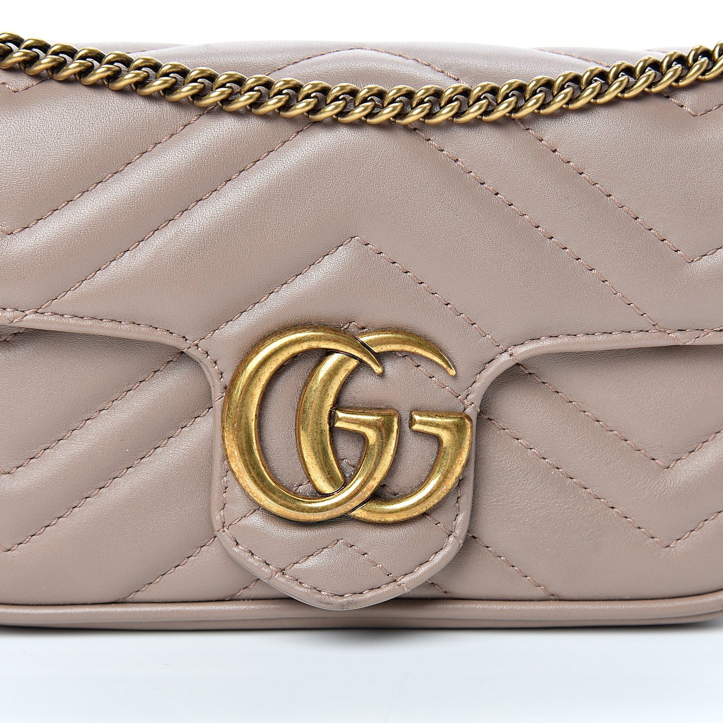 Calfskin Matelasse Super Mini GG Marmont Shoulder Bag Porcelain Rose