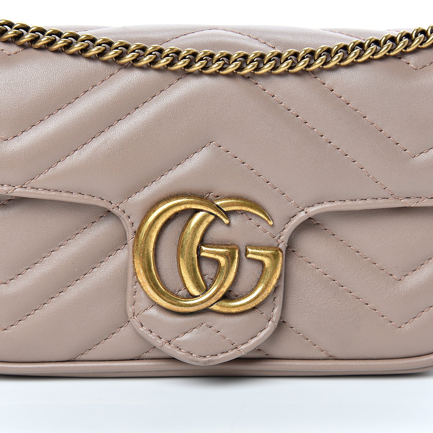 Gucci Calfskin Matelasse Super Mini GG Marmont Shoulder Bag Porcelain Rose 7 of 18