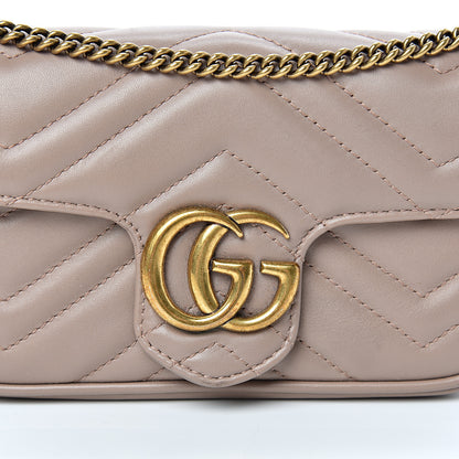 Gucci Calfskin Matelasse Super Mini GG Marmont Shoulder Bag Porcelain Rose 7 of 18