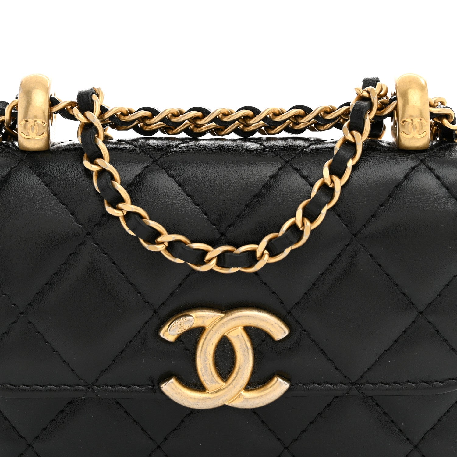 Chanel Calfskin Quilted Perfect Fit Coin Purse With Chain Black 7 of 12