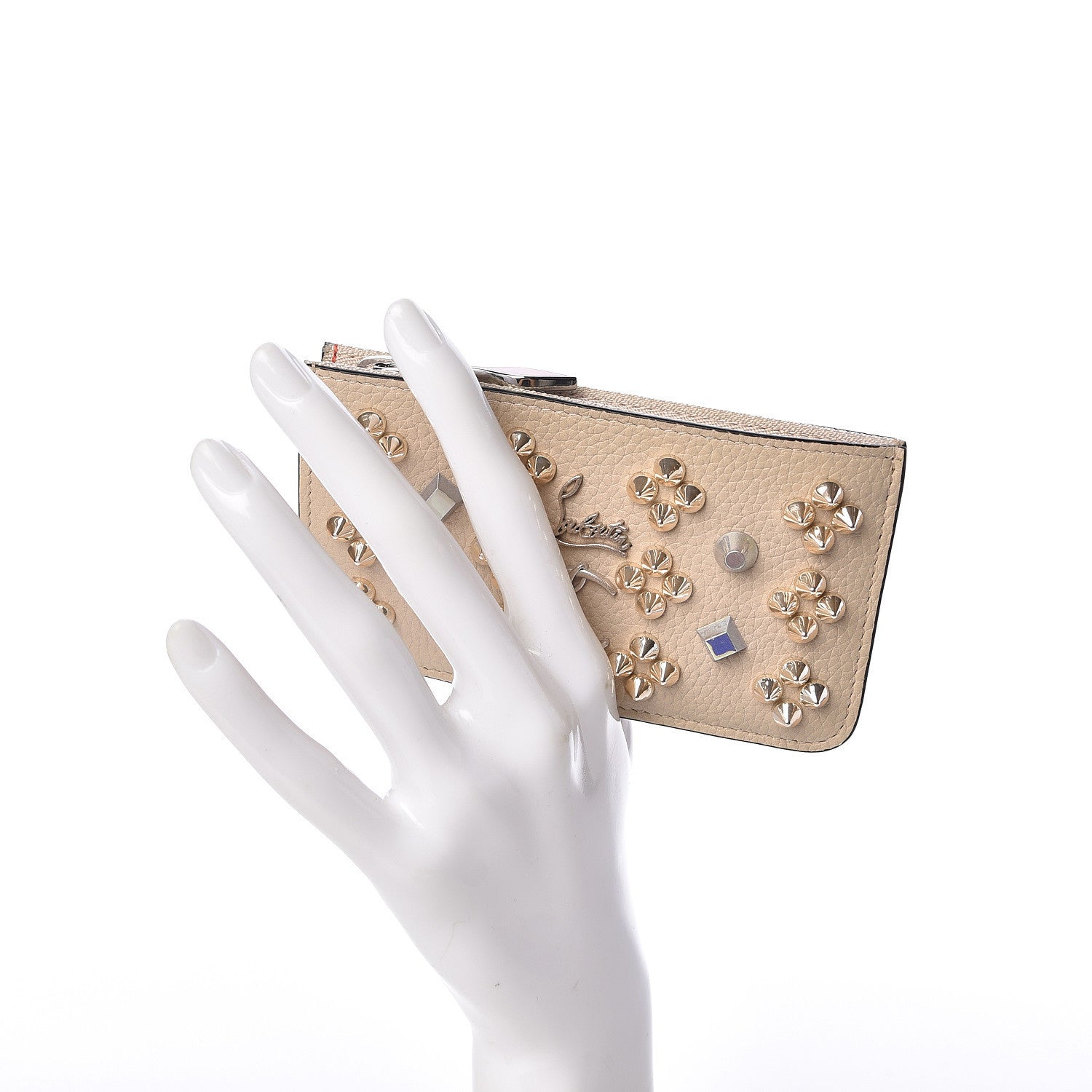 Christian Louboutin Calfskin Loubinthesky Panettone Zip Card Holder Ballerina 2 of 7