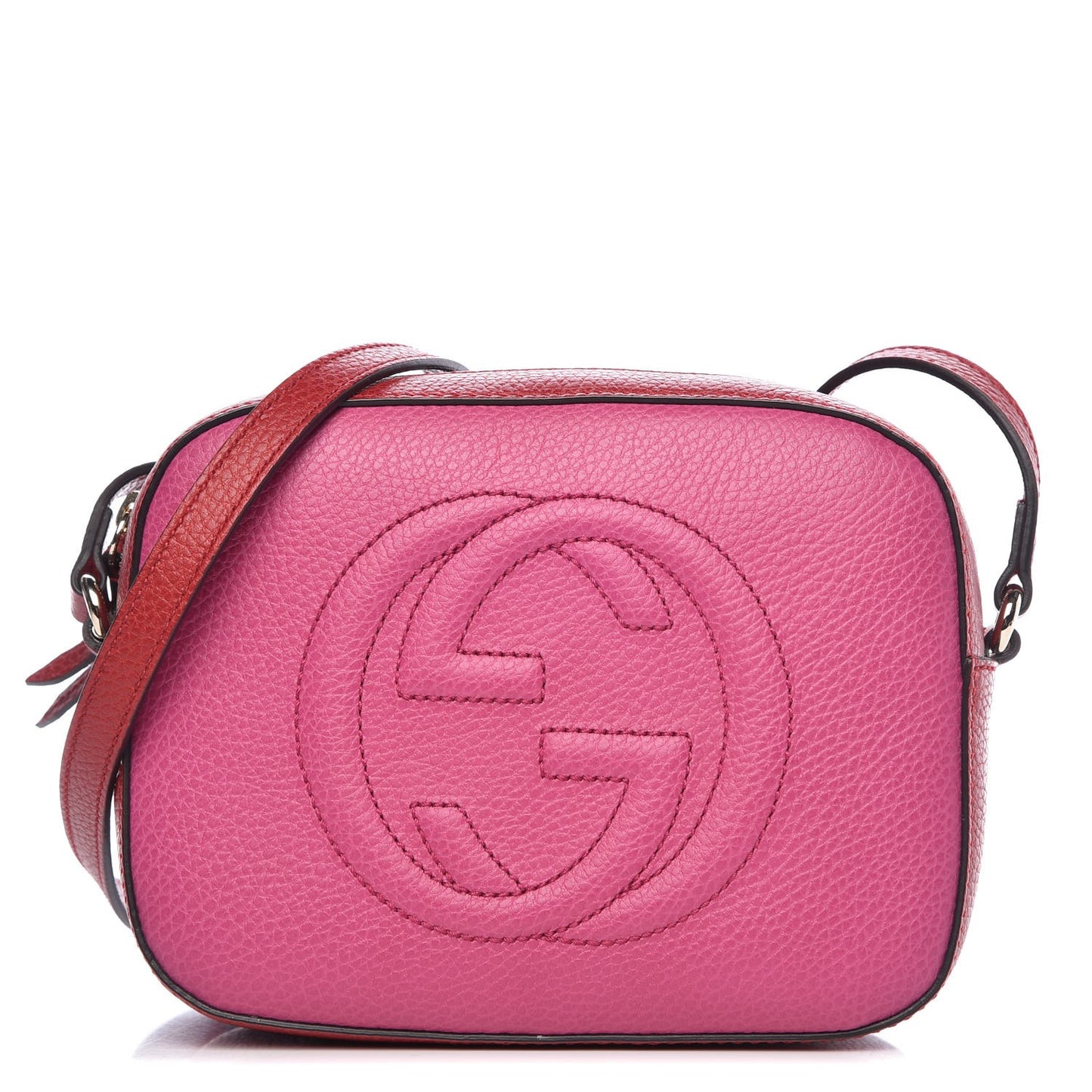 Dollar Calfskin Bi-Color Small Soho Disco Bag New Rosette Hibiscus Red