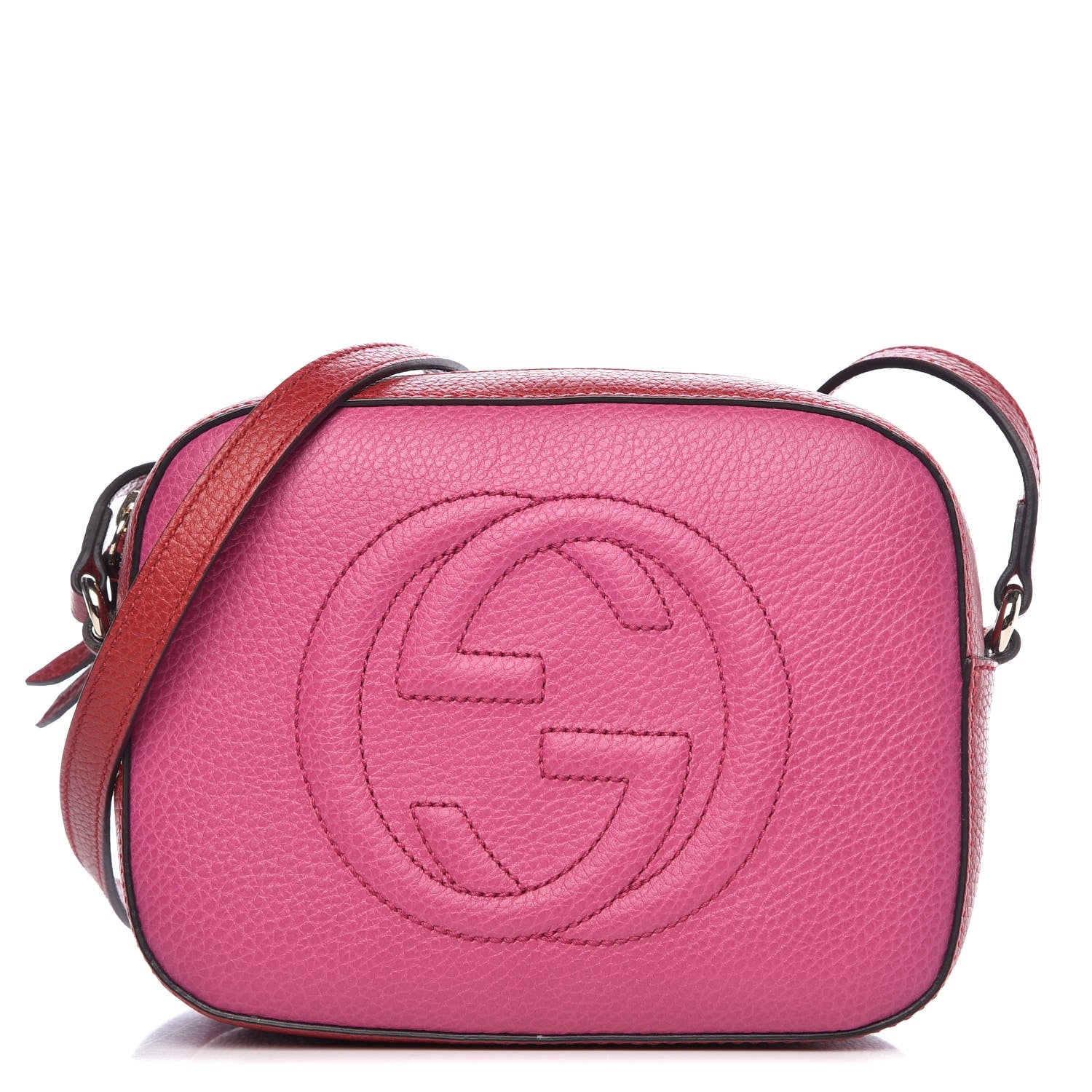 Gucci Dollar Calfskin Bi-Color Small Soho Disco Bag New Rosette Hibiscus Red 1 of 8