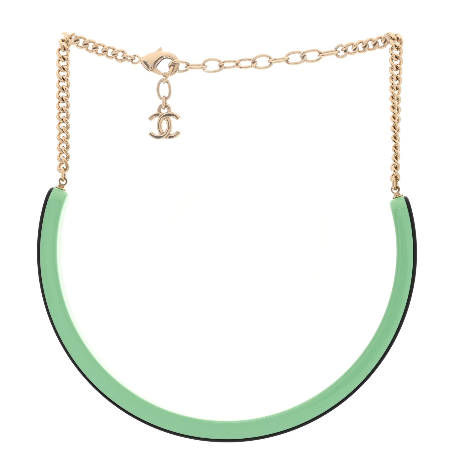 Chanel Resin Logo Choker Green Black 3 of 6