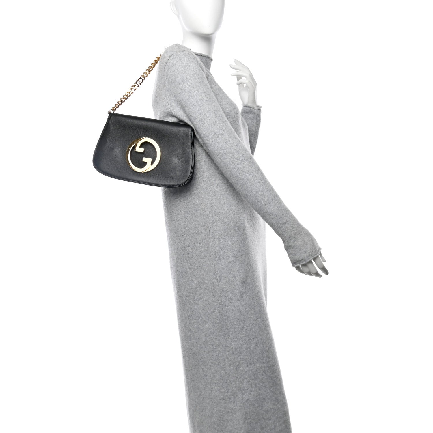 Gucci Roxy Calfskin Blondie Chain Shoulder Flap Bag Black 2 of 10
