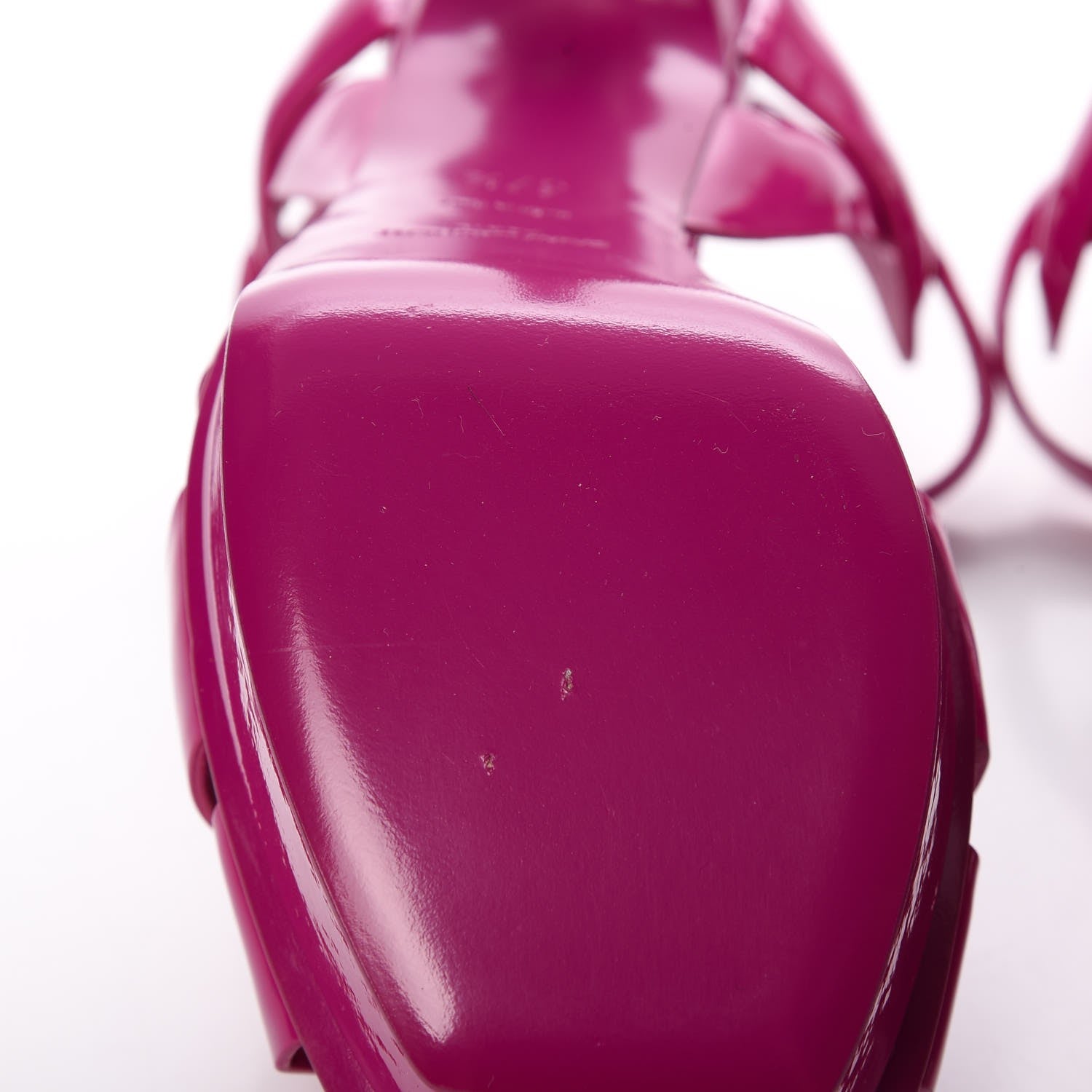 Saint Laurent Vitello Vernice Soft Tribute 75 Platform Sandals 37.5 Electric Pink 7 of 8