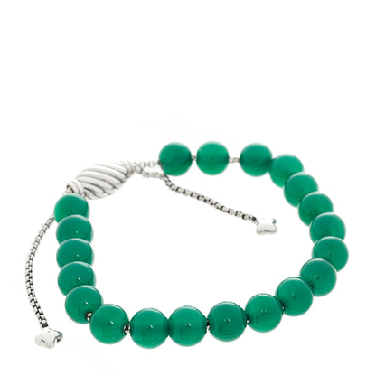 David Yurman Sterling Silver Green Onyx 8mm Spiritual Beads Bracelet 1 of 3