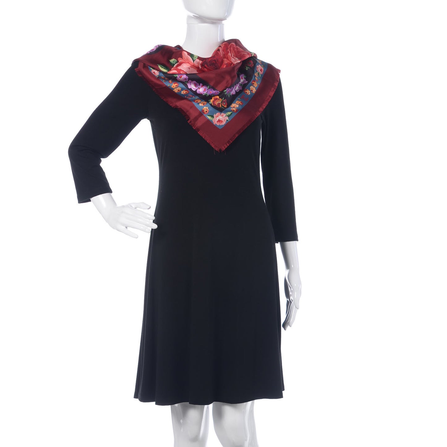 Silk CC Camellia Square Scarf Red