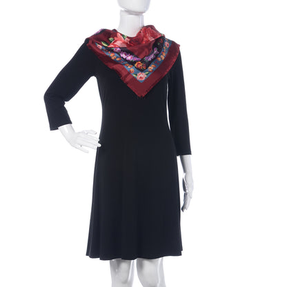 Chanel Silk CC Camellia Square Scarf Red 2 of 5