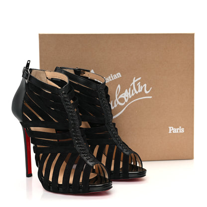 Christian Louboutin Suede Calfskin Patent Karina 120 Booties 39.5 Black 10 of 10