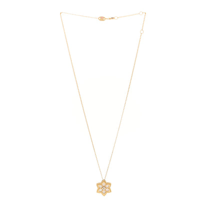 Roberto Coin 18K Yellow Gold Diamond Mother of Pearl Vernazza Flower Pendant Necklace 3 of 5