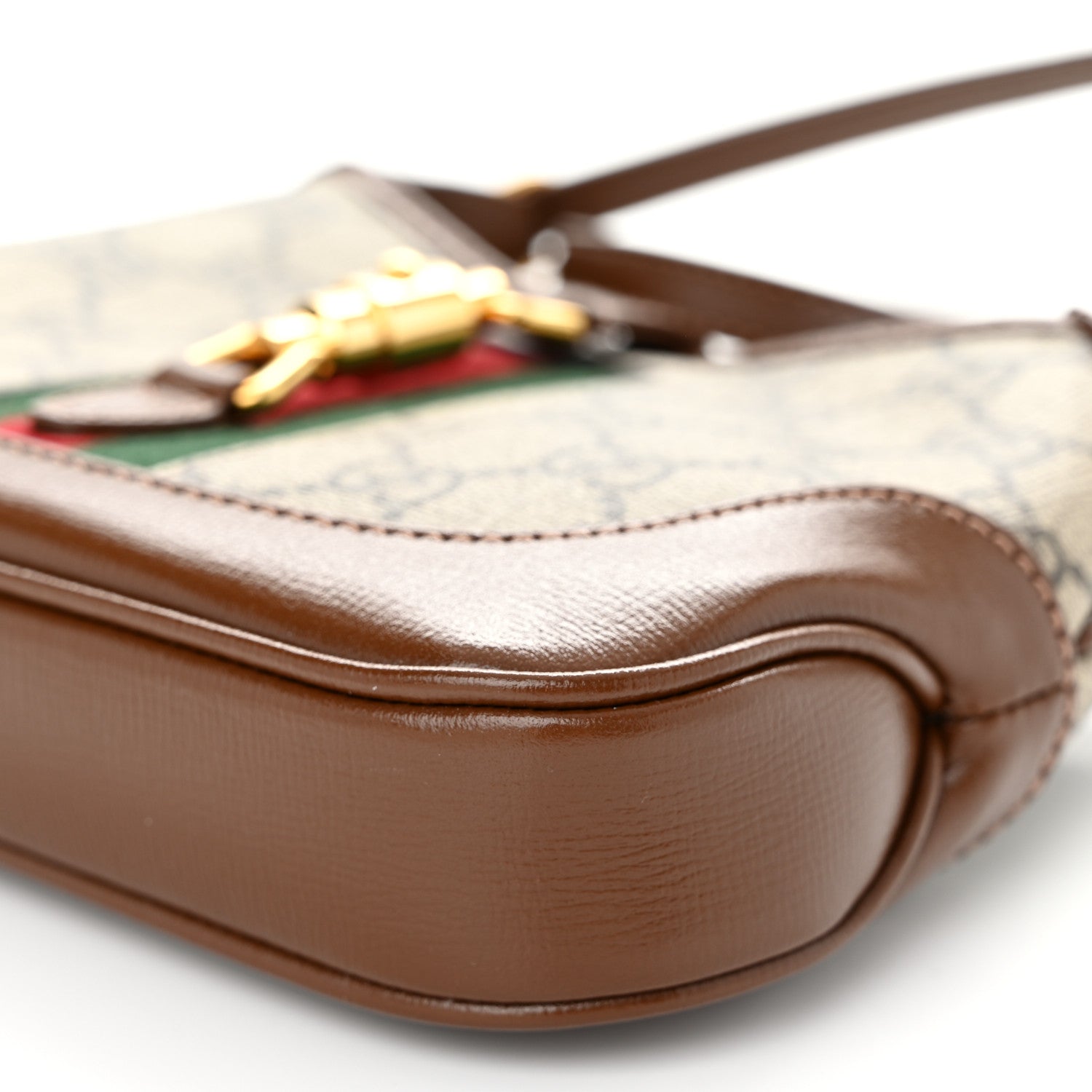 Gucci GG Supreme Monogram Azalea Calfskin Web Mini Jackie 1961 Hobo Beige Ebony Brown Sugar 10 of 10