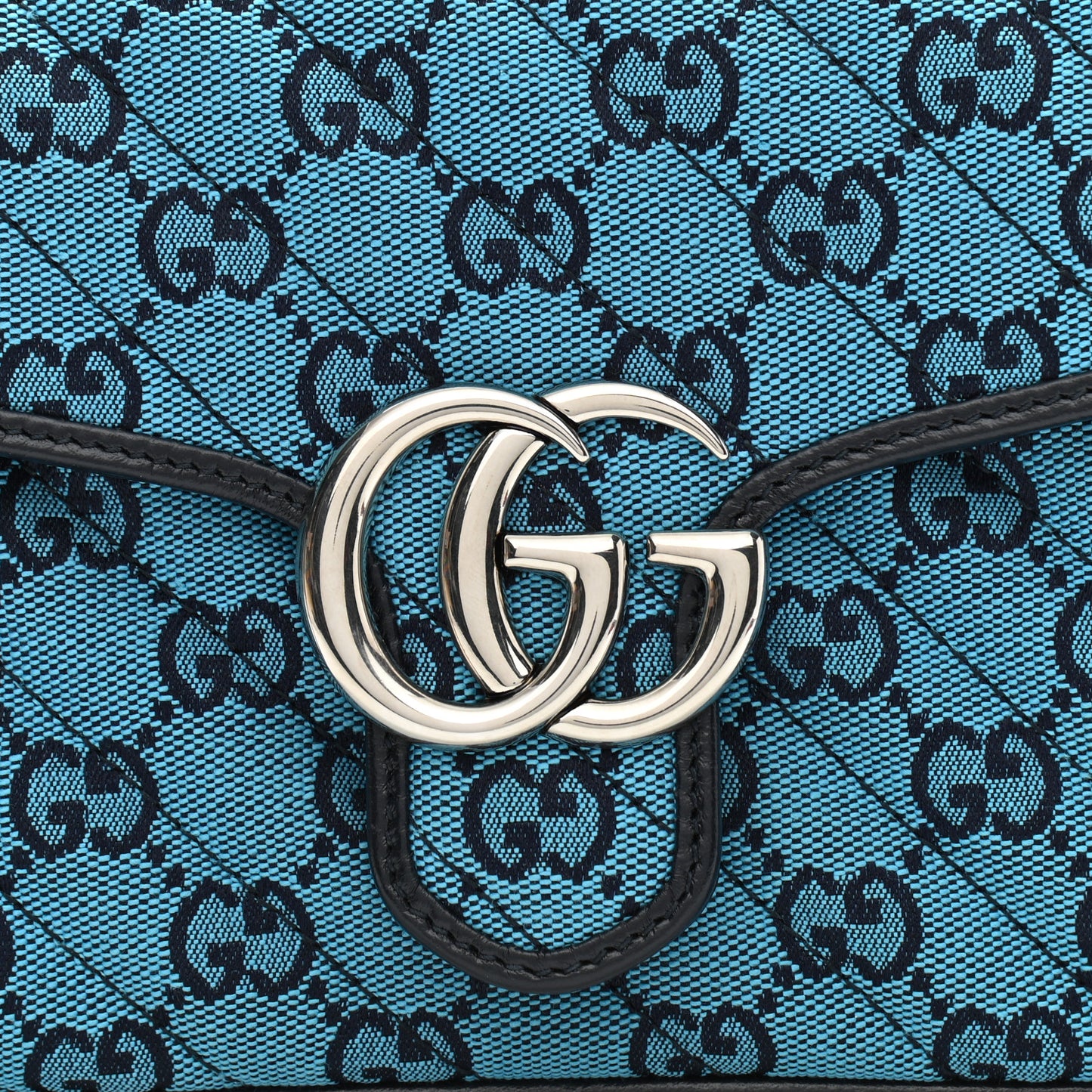 Monogram Multicolor Matelasse Diagonal Mini GG Marmont Top Handle Shoulder Bag Light Blue