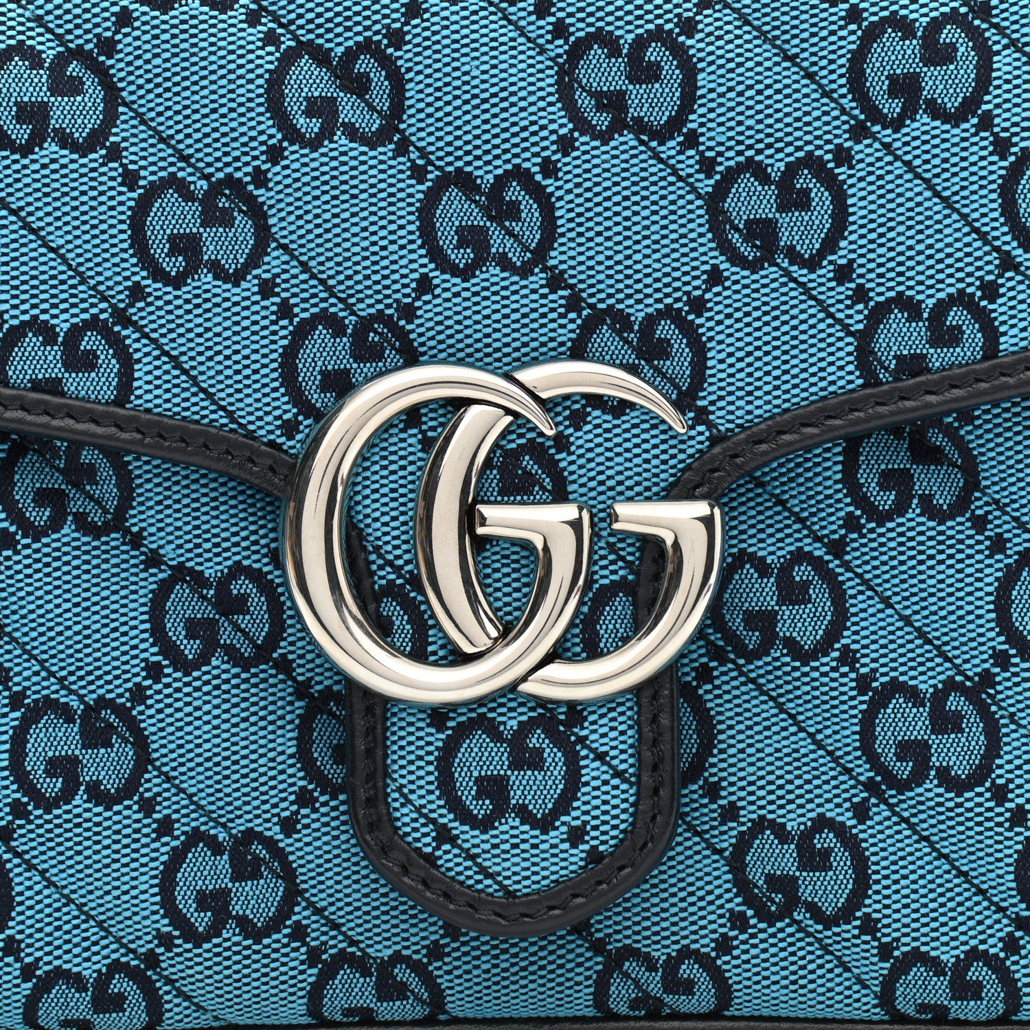 Gucci Monogram Multicolor Matelasse Diagonal Mini GG Marmont Top Handle Shoulder Bag Light Blue 8 of 11