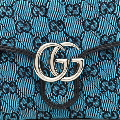 Gucci Monogram Multicolor Matelasse Diagonal Mini GG Marmont Top Handle Shoulder Bag Light Blue 8 of 11