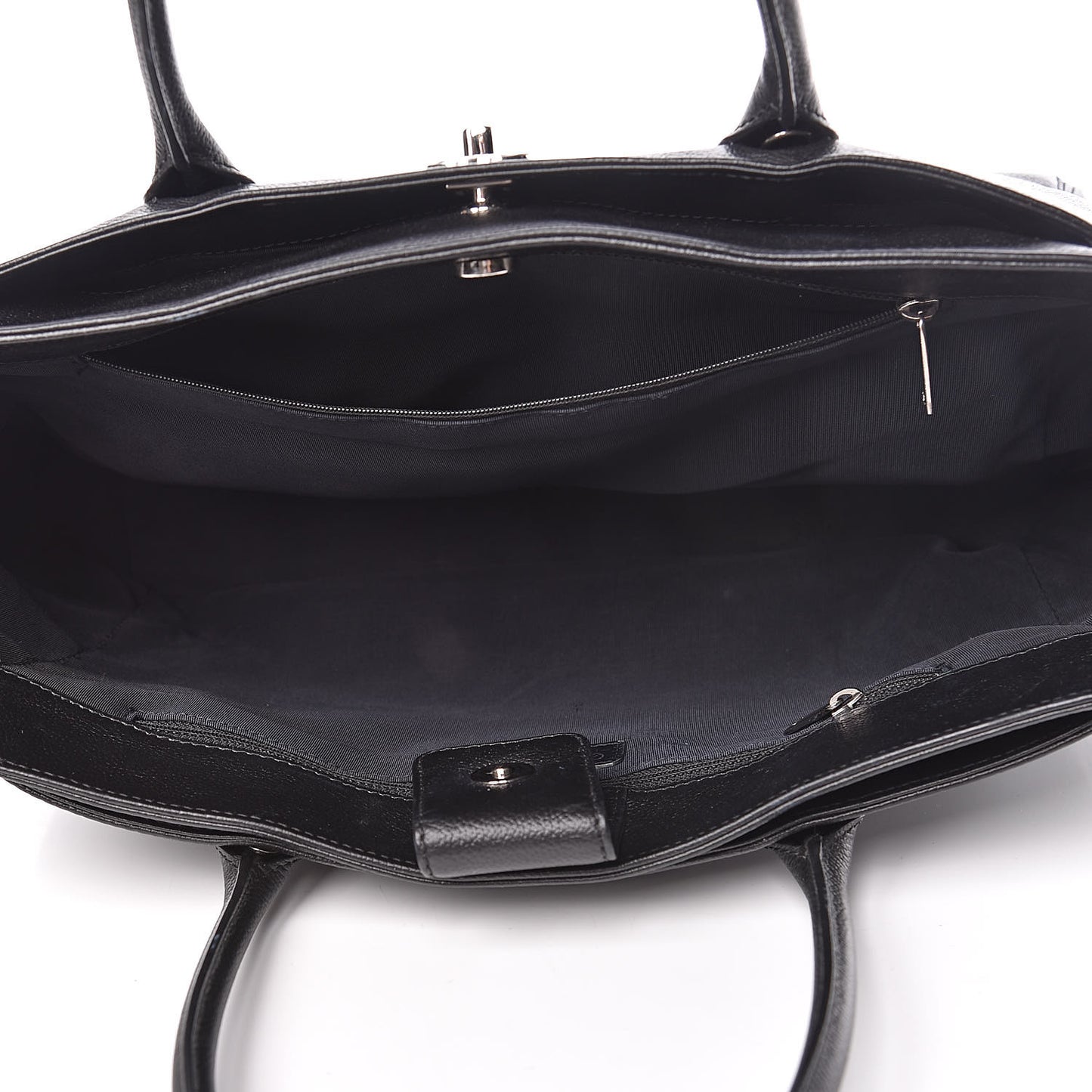 Calfskin Cerf Executive Shopper Tote Black