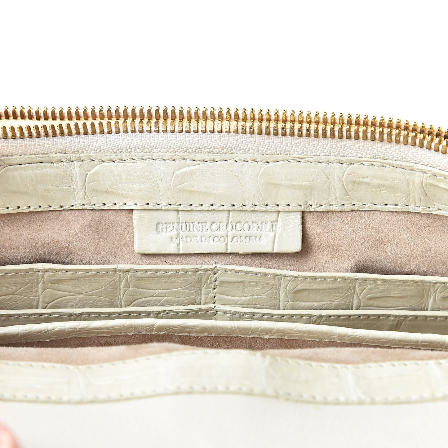 Crocodile Flap Clutch Wallet White