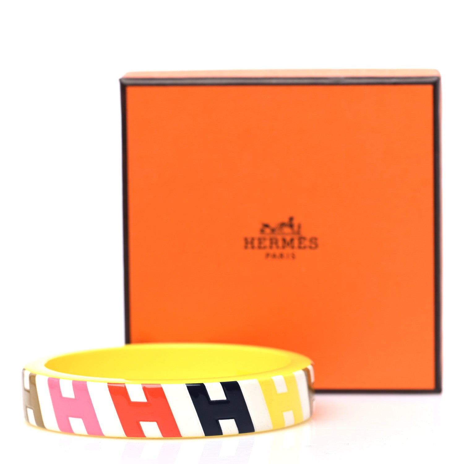 Hermes Lacquered Wood H en Biais Bangle Bracelet S 4 of 4