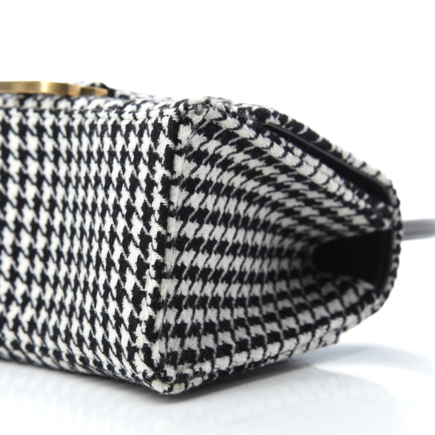 Balenciaga Wool Houndstooth Small Hourglass Top Handle Bag Black White 7 of 9