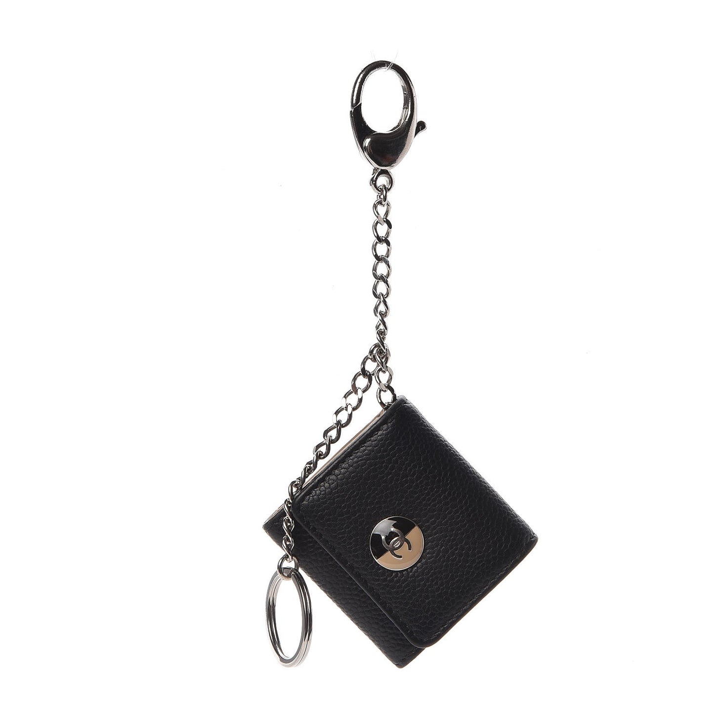 Caviar Photo Holder Key Chain Bag Charm Black