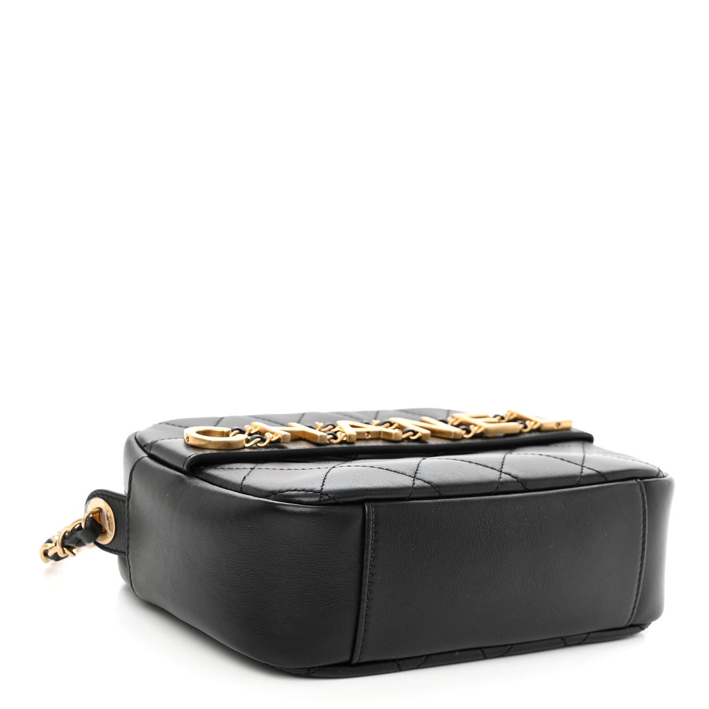 Calfskin Quilted Enchained Camera Case Bag Black