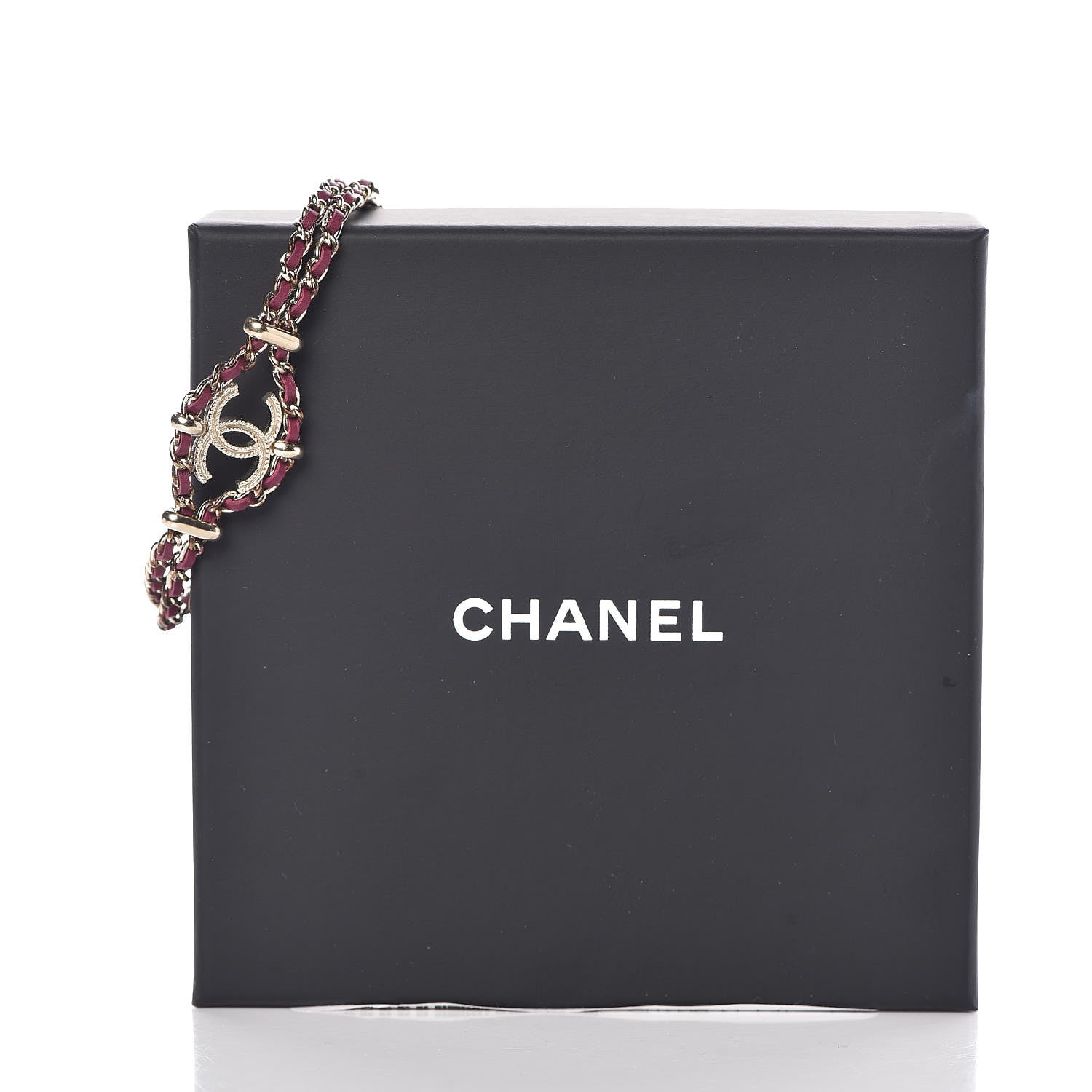 Chanel Metal Lambskin CC Chain Link Bracelet Burgundy 5 of 5