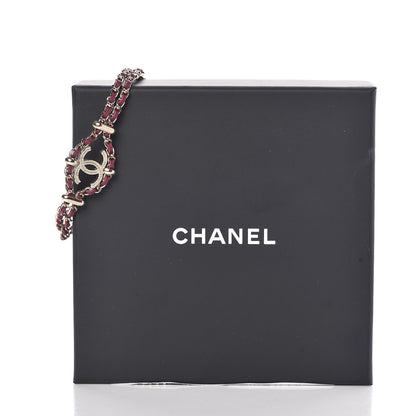 Chanel Metal Lambskin CC Chain Link Bracelet Burgundy 5 of 5