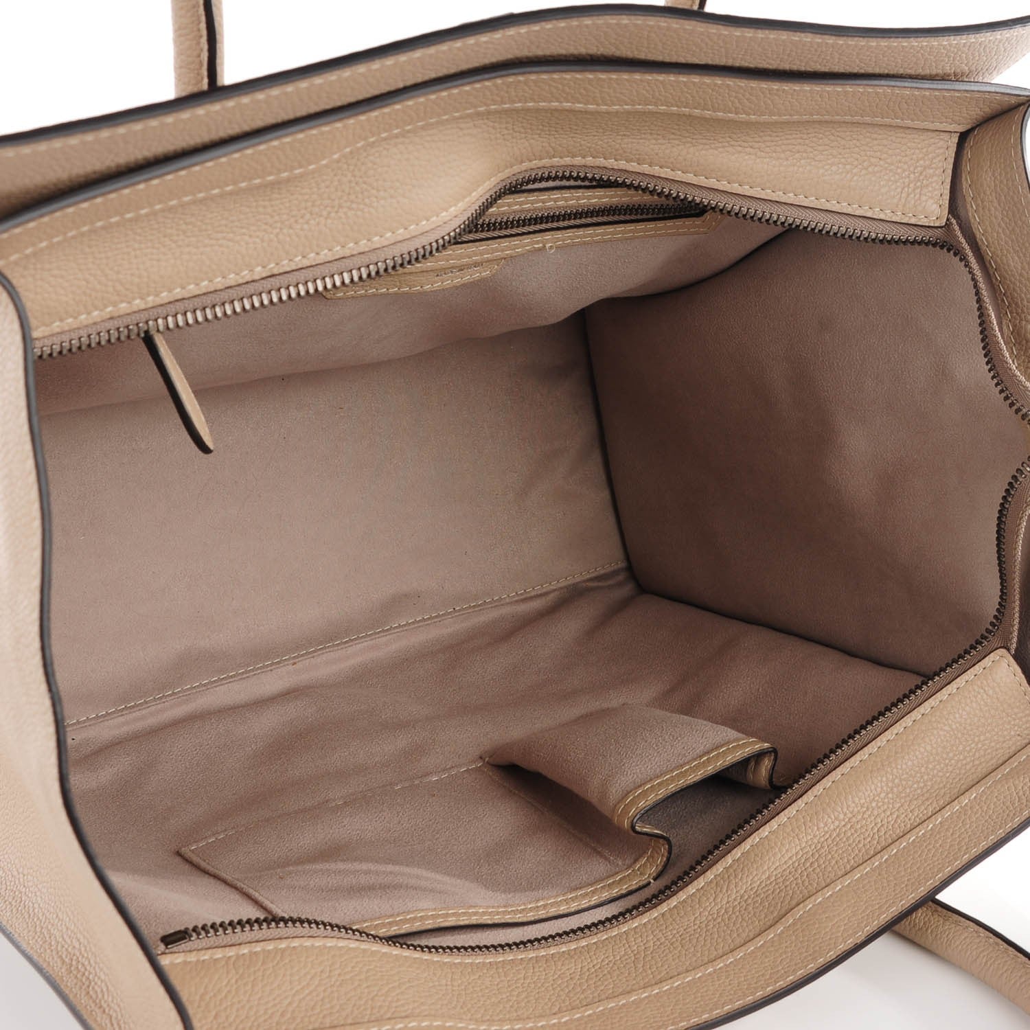 Celine Drummed Calfskin Shoulder Luggage Dune 5 of 9