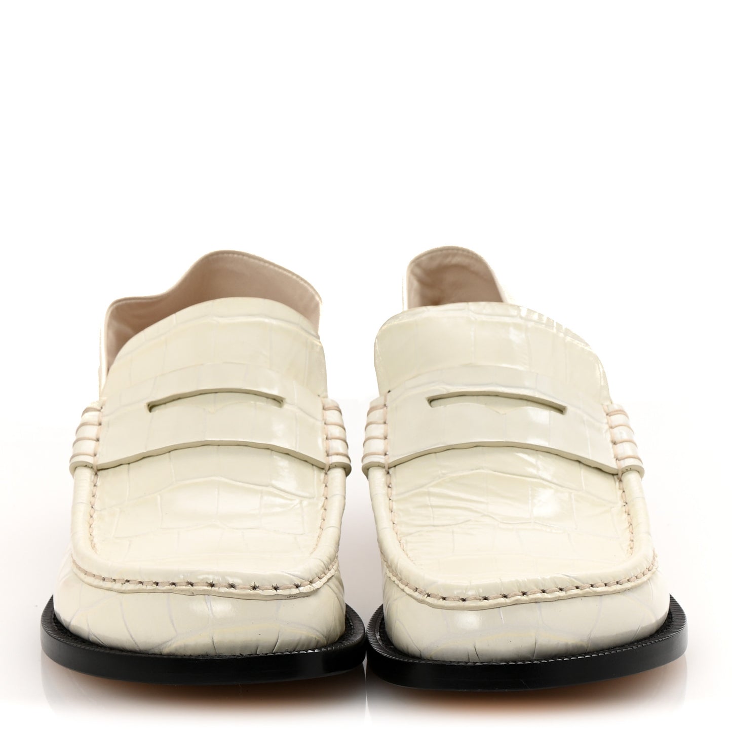 Crocodile Embossed Calfskin Campo 45mm Loafers 38 White