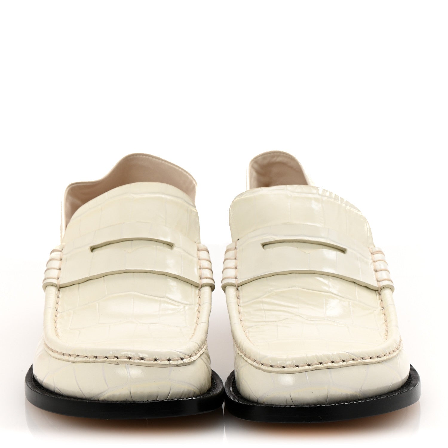 Loewe Crocodile Embossed Calfskin Campo 45mm Loafers 38 White 3 of 9