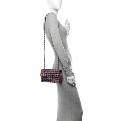 Chanel Tweed Quilted Mini Rectangular Flap Navy Blue Multicolor 3 of 10