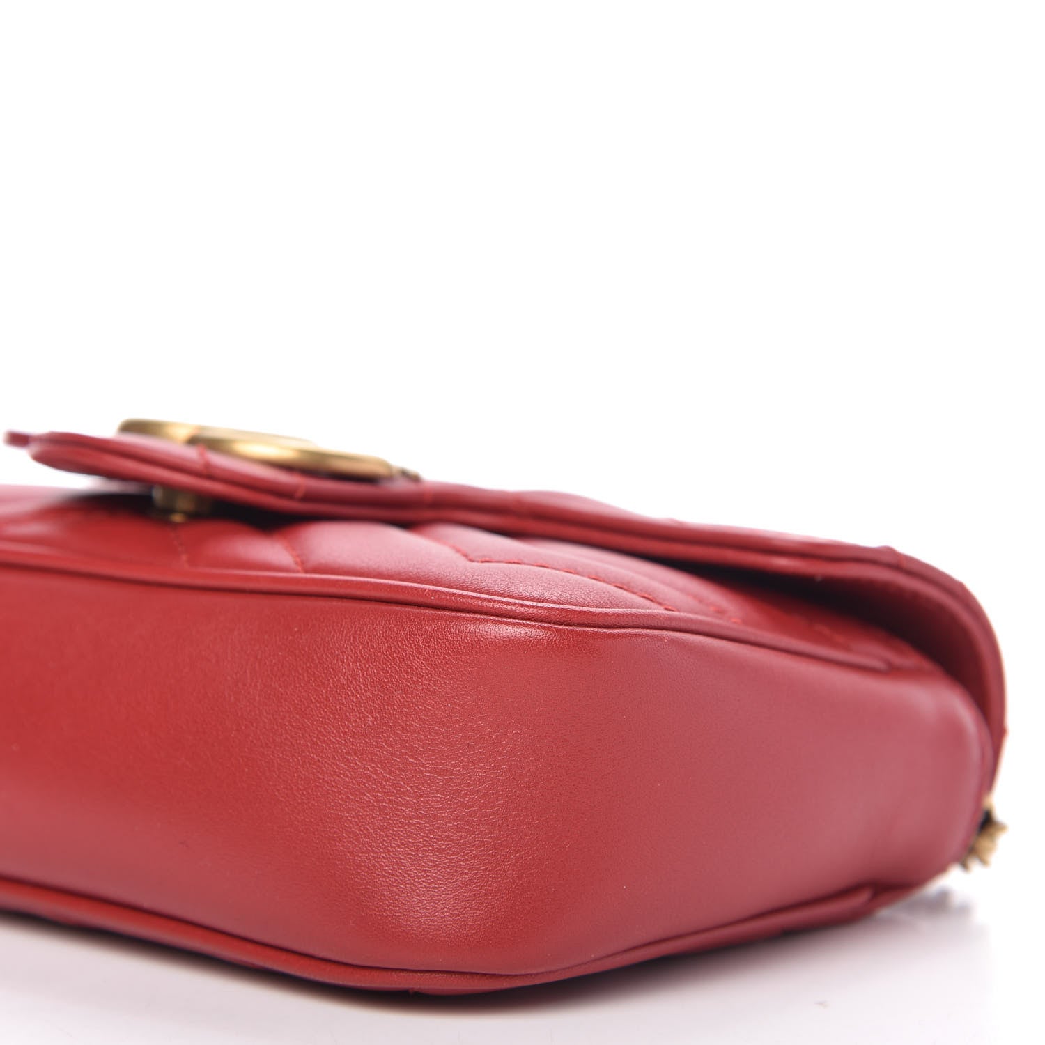 Gucci Calfskin Matelasse Super Mini GG Marmont Shoulder Bag Hibiscus Red 7 of 11