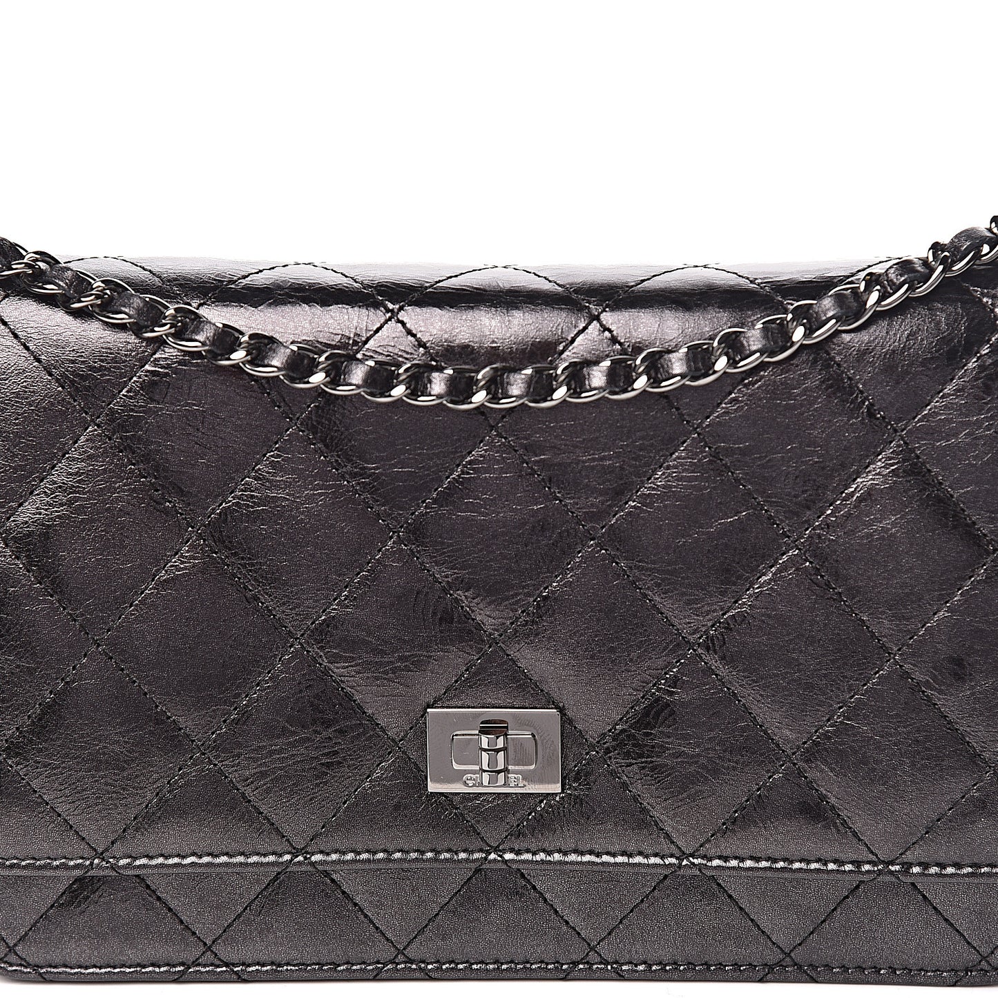 Metallic Calfskin Reissue Wallet On Chain WOC Black