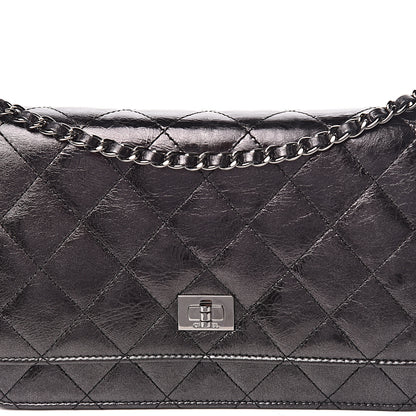 Chanel Metallic Calfskin Reissue Wallet On Chain WOC Black 11 of 12