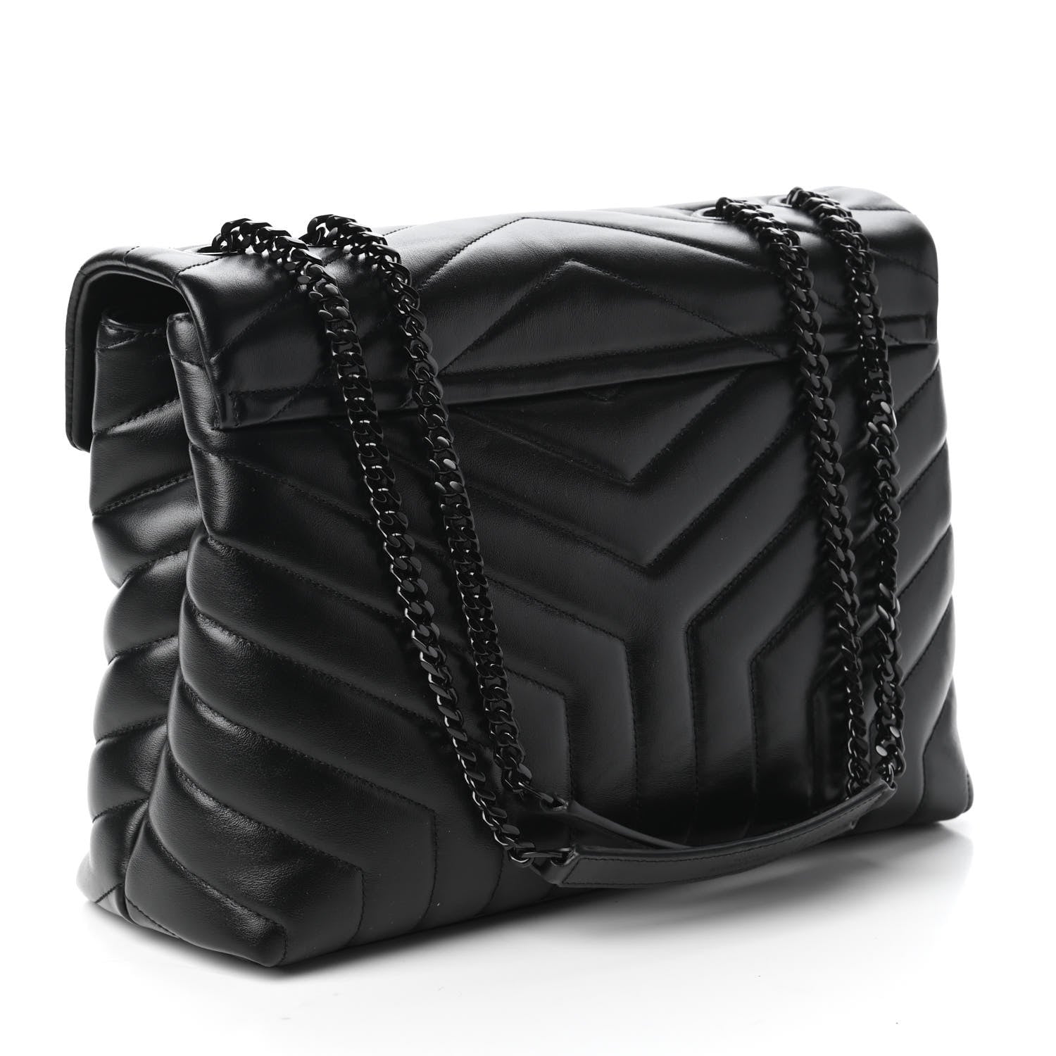 Saint Laurent Calfskin Y Quilted Monogram Medium Loulou Chain Satchel Black 3 of 10