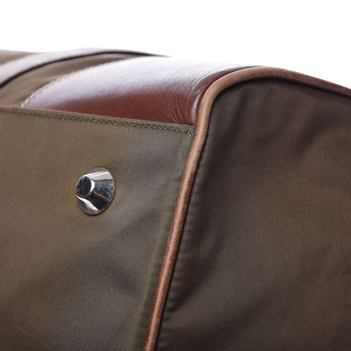 Tessuto Nylon Soft Calfskin Duffle Bag Brown
