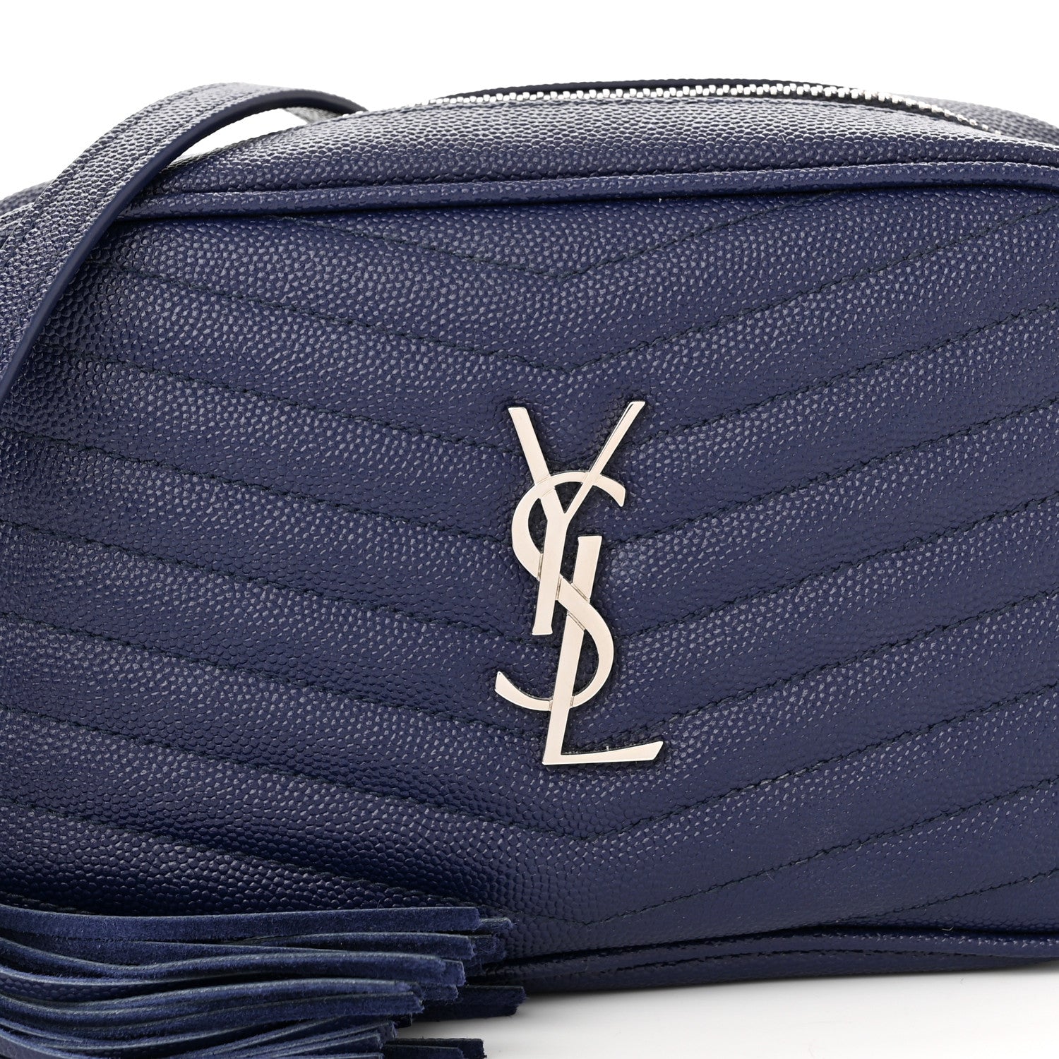 Saint Laurent Grain De Poudre Matelasse Monogram Mini Lou Camera Bag Denim 8 of 11