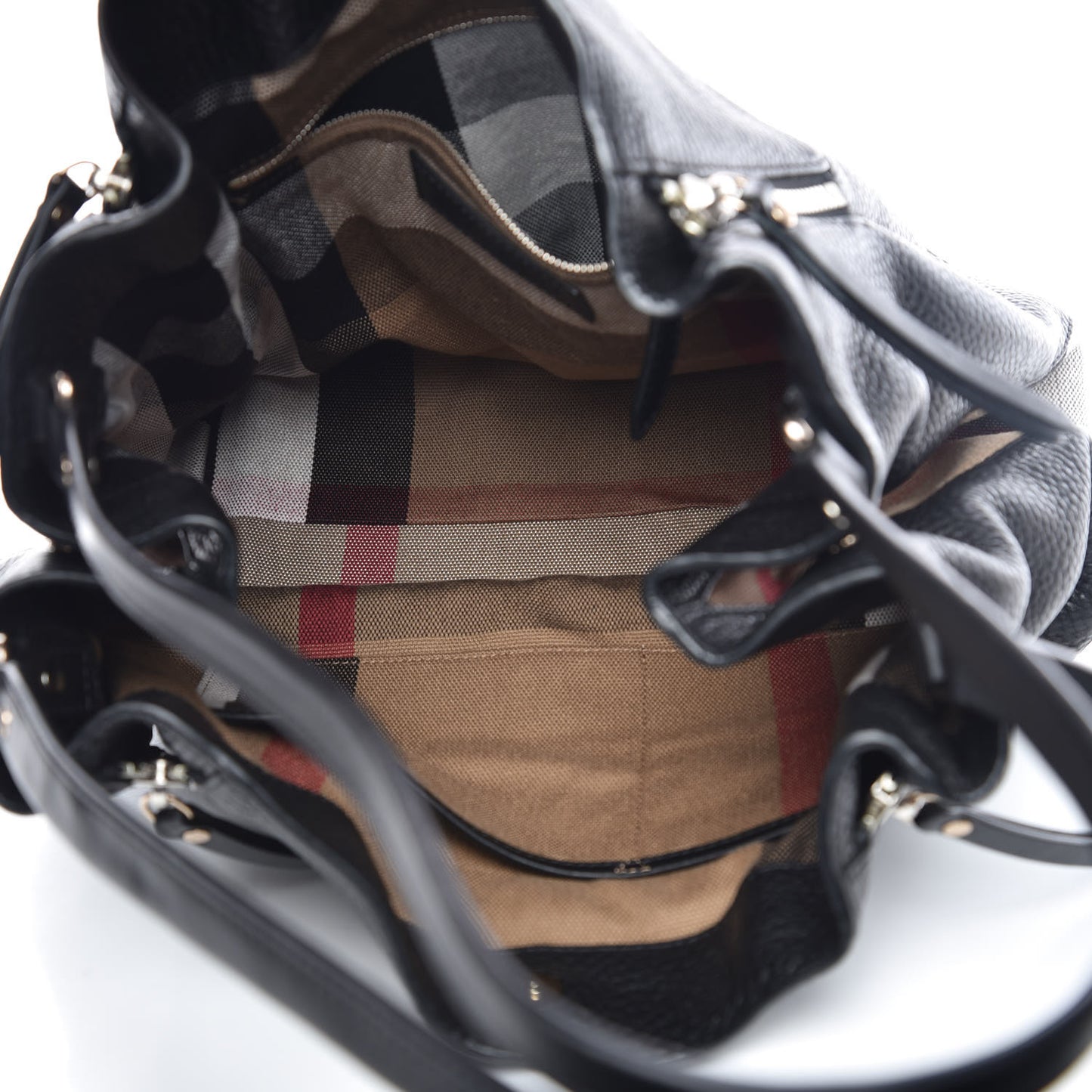 Grainy Calfskin House Check Medium Maidstone Black