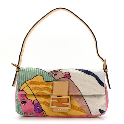 Fendi Embroidered Beaded Lizard 1974 Hairdo Girls Inlay Baguette Multicolor 1 of 12