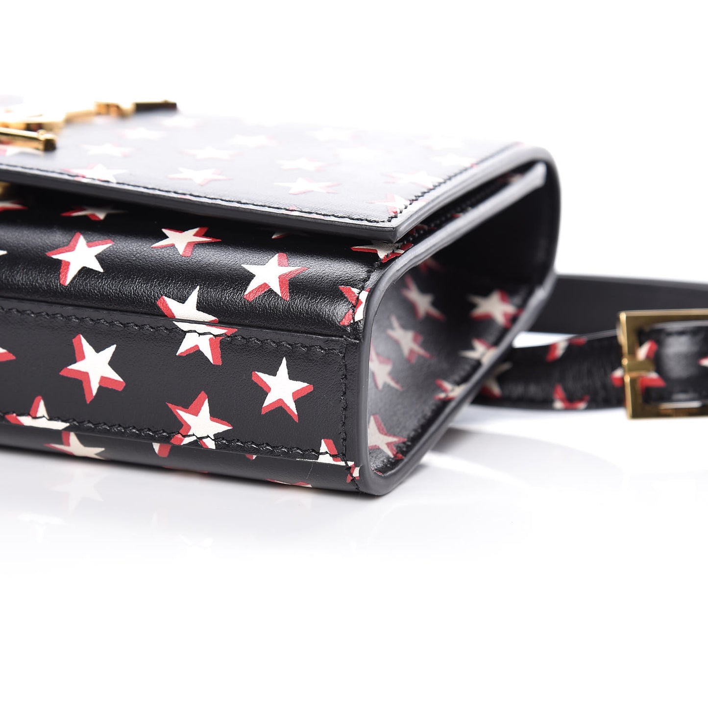Smooth Calfskin Star Print Monogram Kate Belt Bag Black Ivory Red