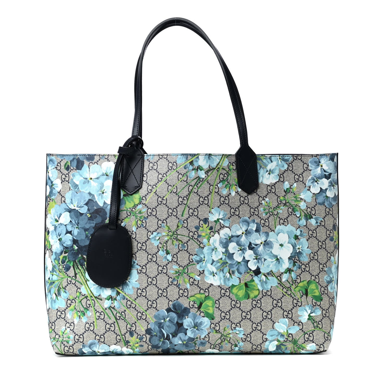 GG Supreme Monogram Blooms Medium Reversible Tote Beige Blue Navy