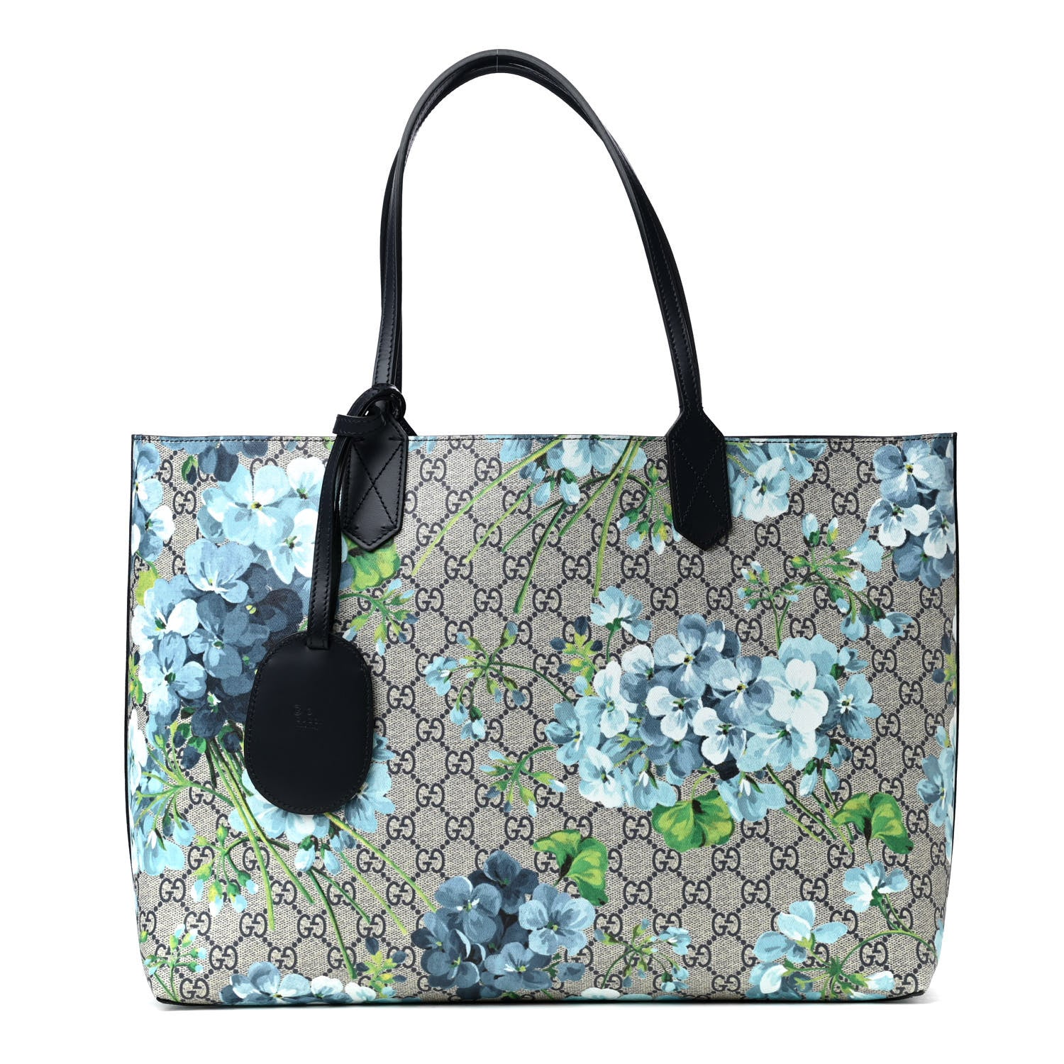 Gucci GG Supreme Monogram Blooms Medium Reversible Tote Beige Blue Navy 1 of 4
