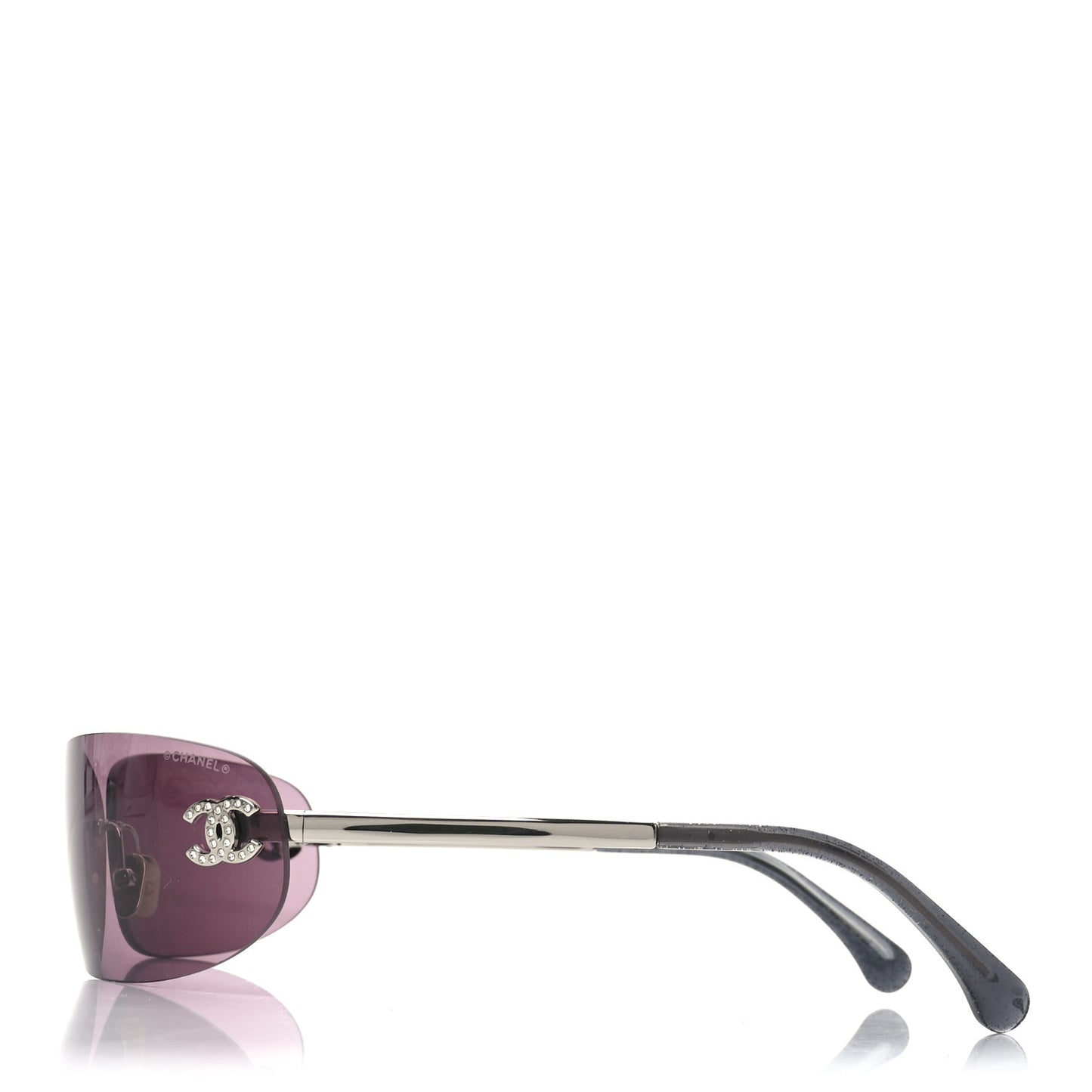 Metal Crystal CC Oval Sunglasses 71560 Silver