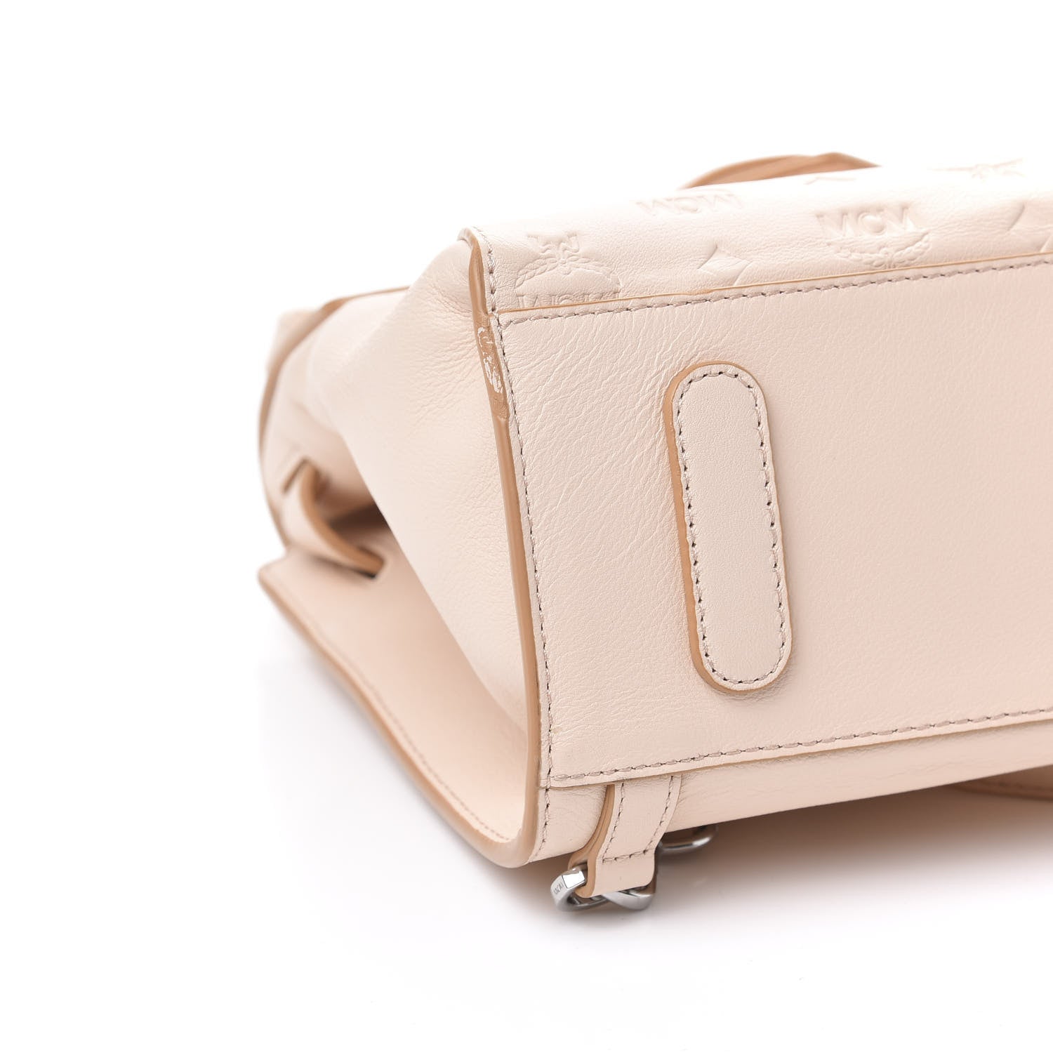 MCM Calfskin Essential Monogram Small Backpack Bisque 7 of 12