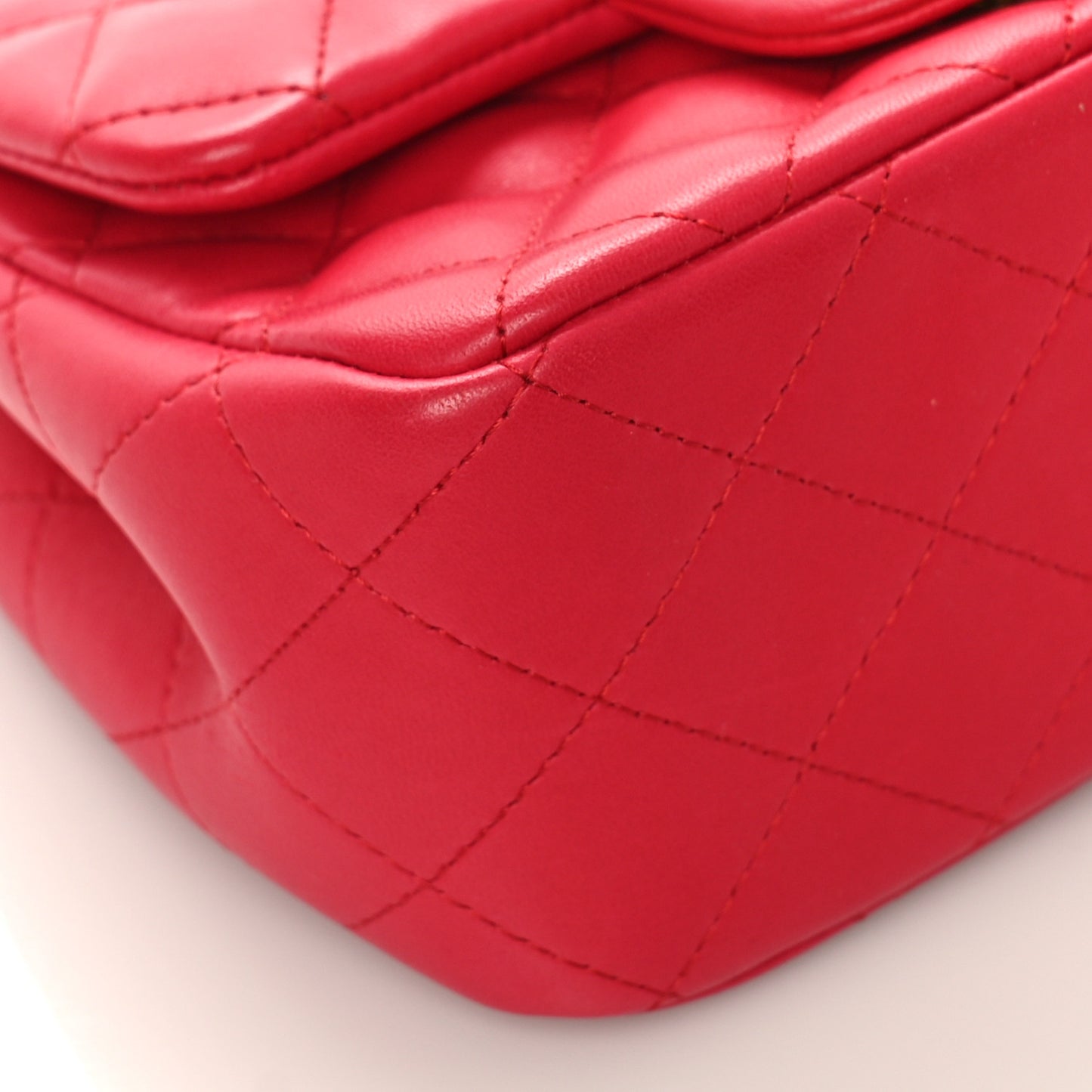 Lambskin Quilted Mini Square Flap Red