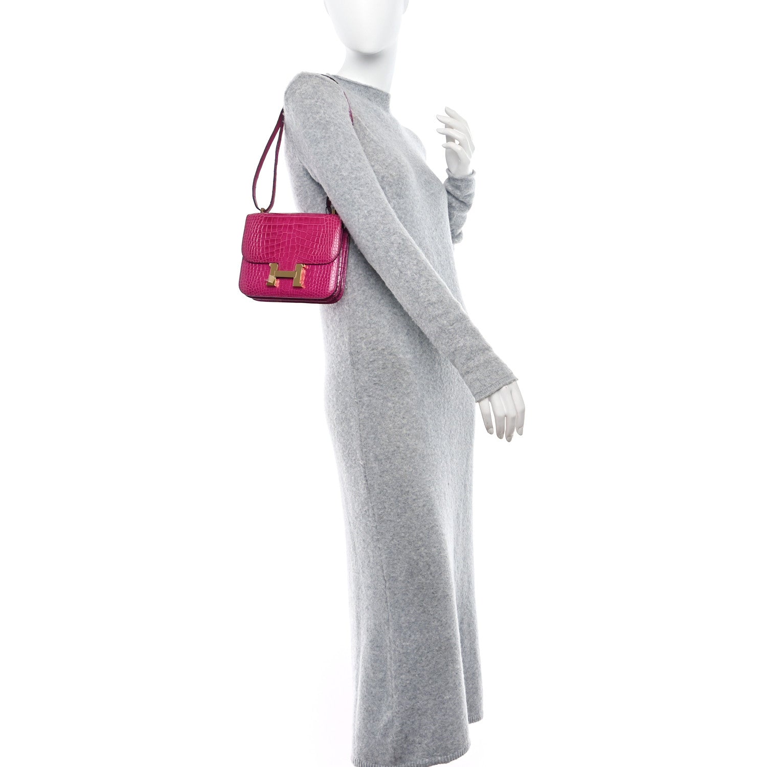 Hermes Shiny Alligator Constance 18 Rose Scheherazade 2 of 12