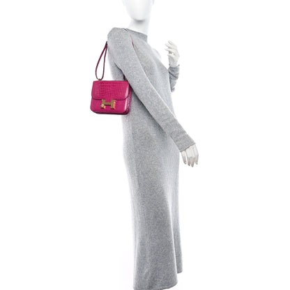 Hermes Shiny Alligator Constance 18 Rose Scheherazade 2 of 12