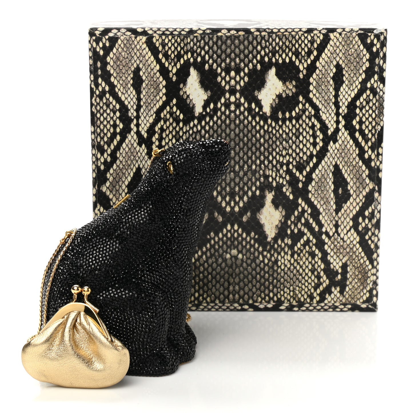 Swarovski Crystal Black Bear Minaudiere Clutch Black