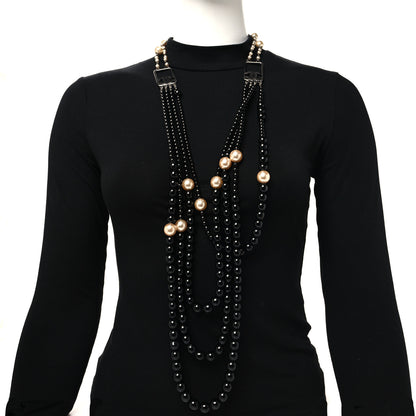 Chanel Ruthenium Resin Graduated Beaded Pearl CC Multi Strand Long Necklace Black 2 of 4