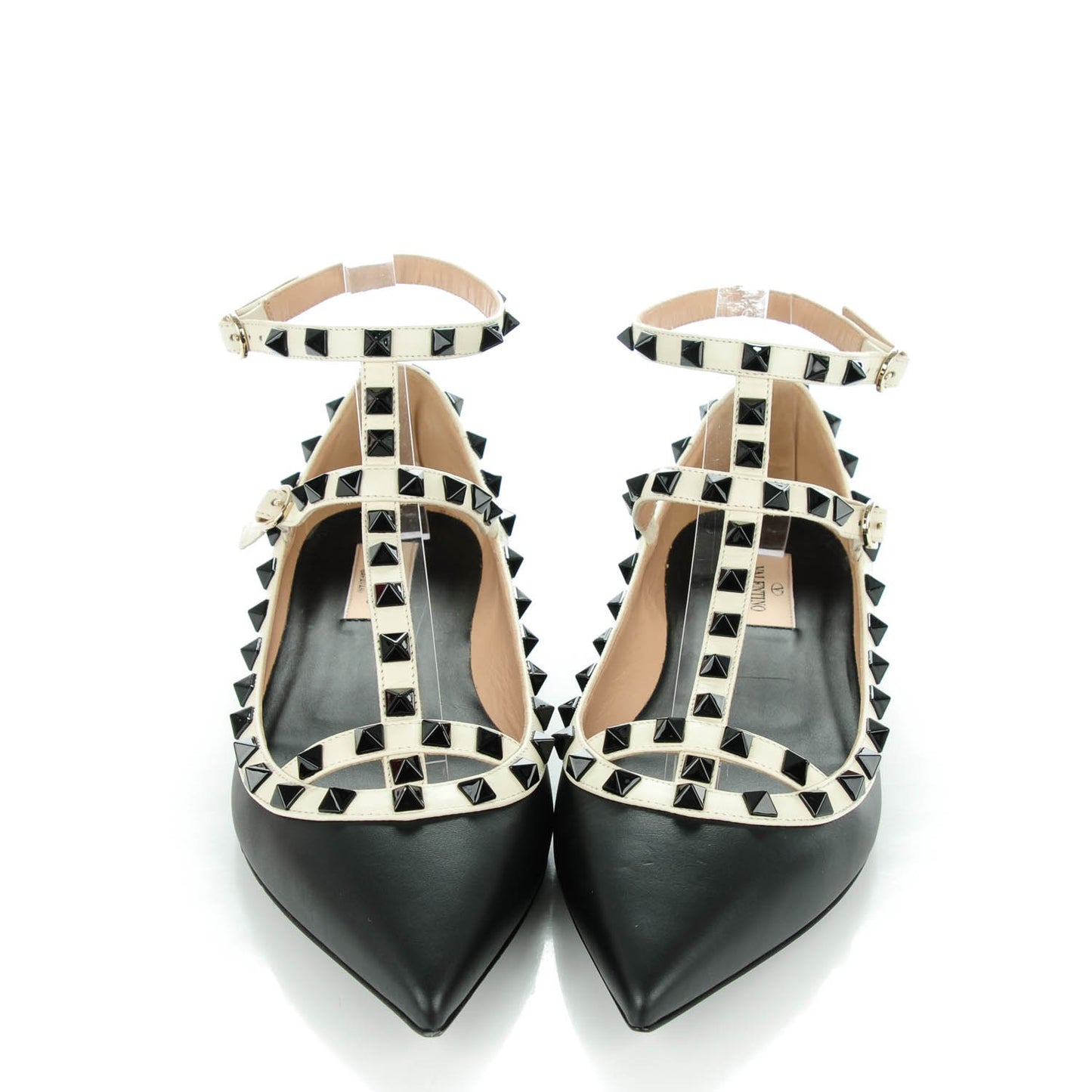 Nappa Rockstud Cage Ballerina Flats 39 Black Ivory